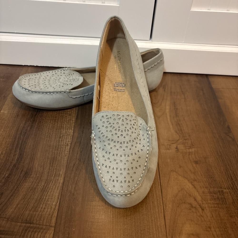 Liz Claiborne 9.5 Light Blue Perforated Driving Loafers Flats